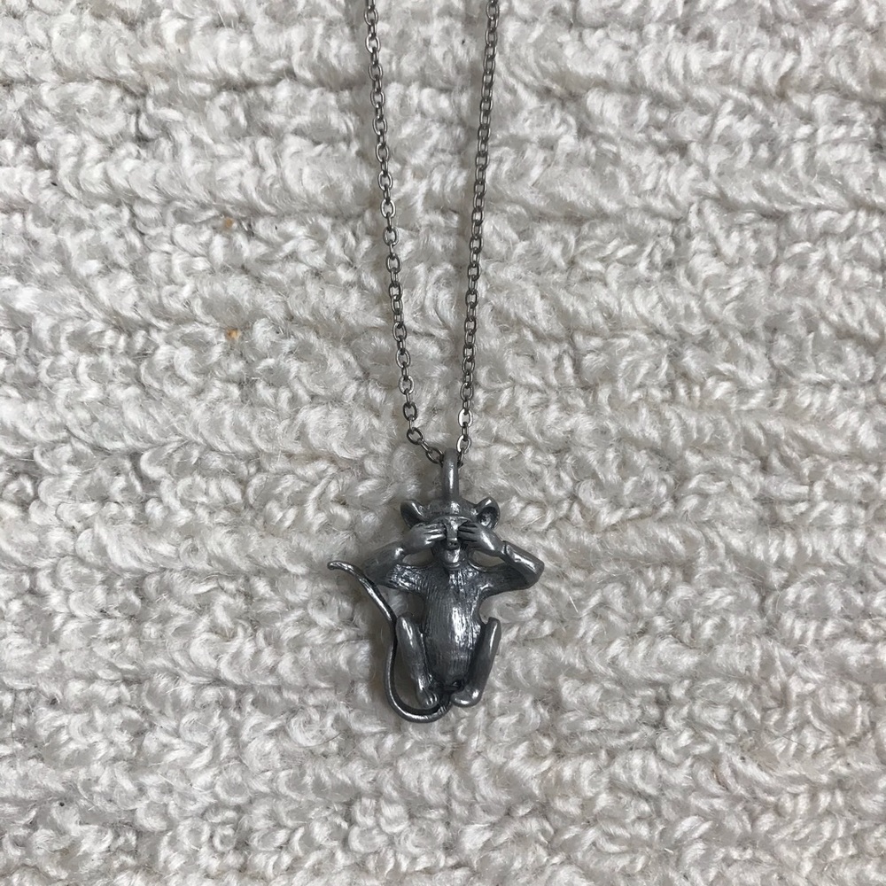 See-no-evil monkey pendant with chain